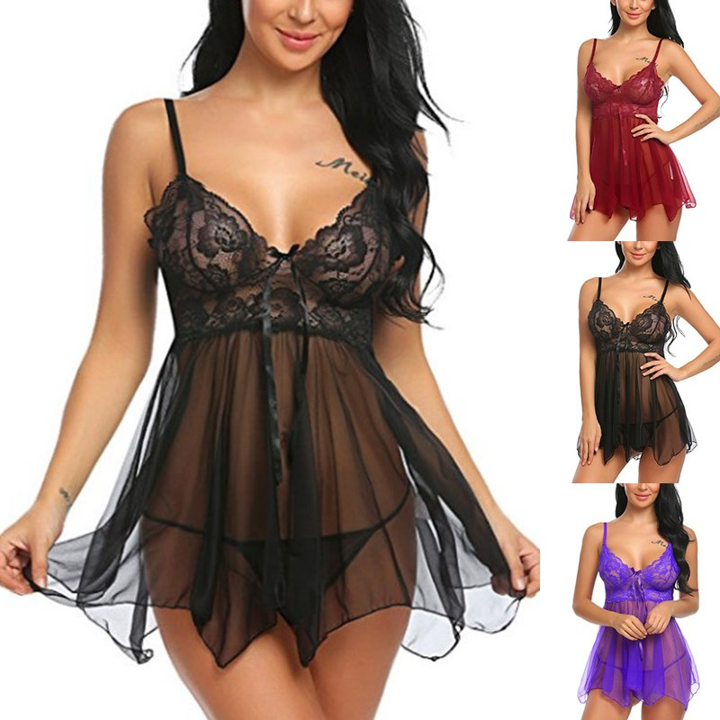 Front Slit Lace Nightdress