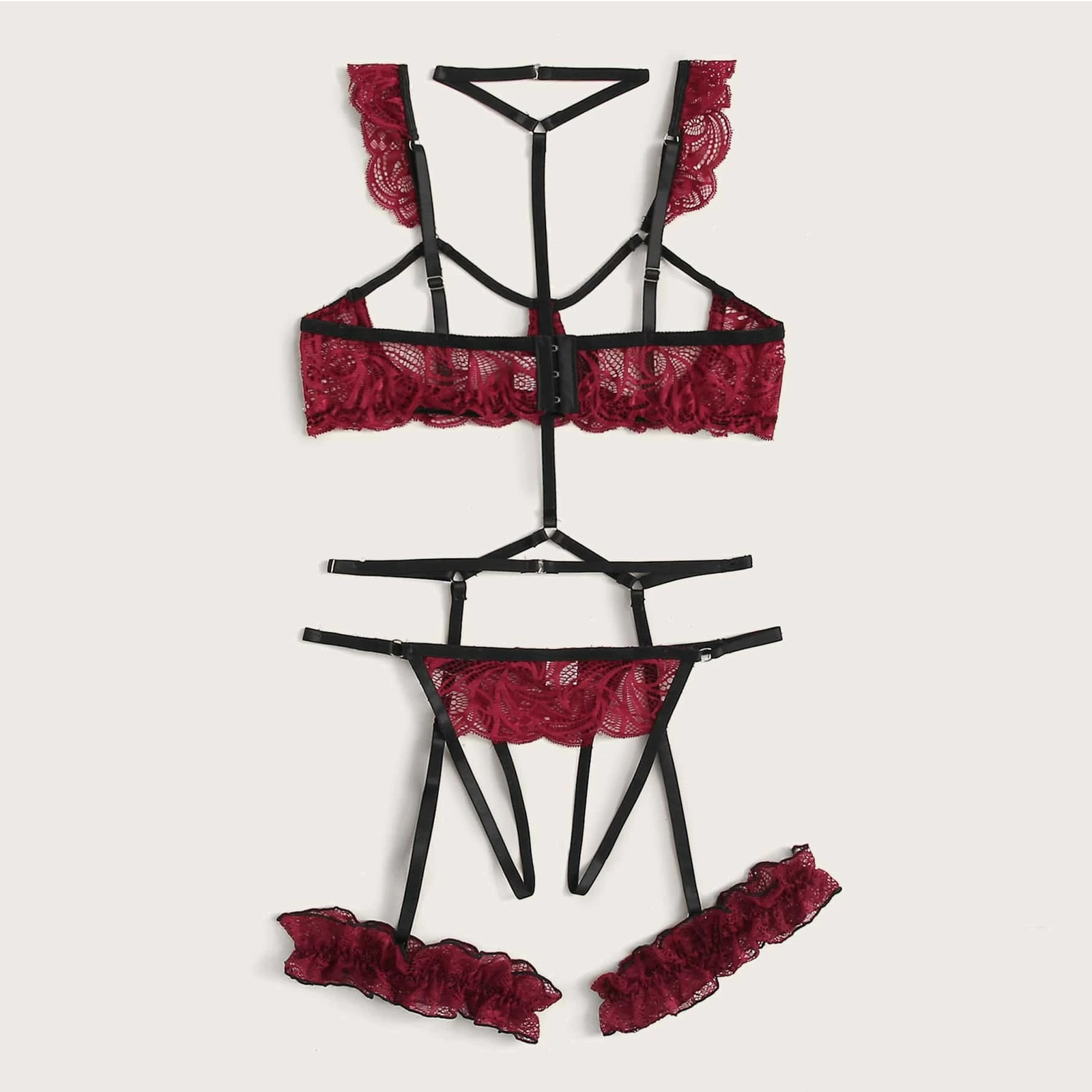 Crotchless Garter Bra Set