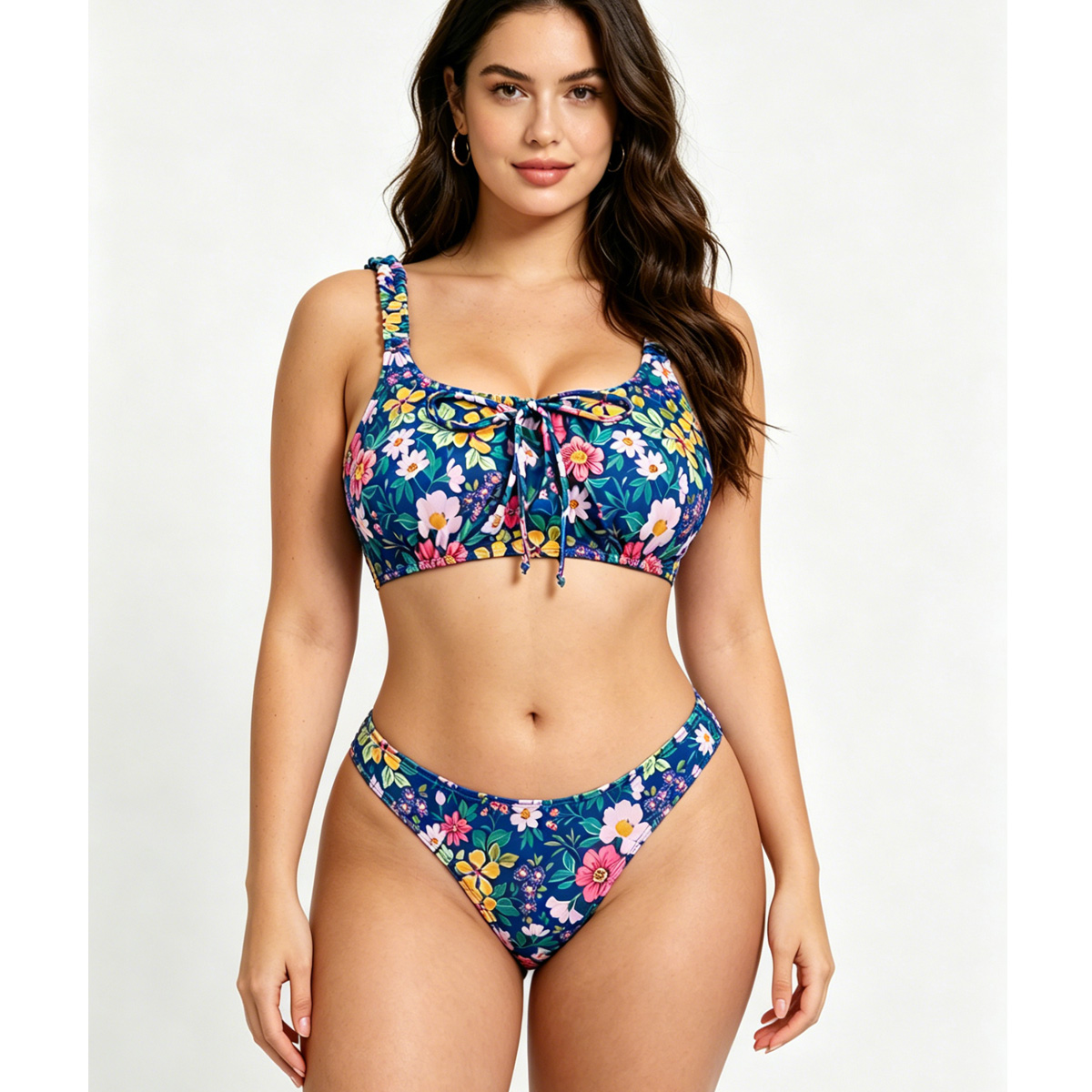 Women's Floral Print Bralette Bikini Set