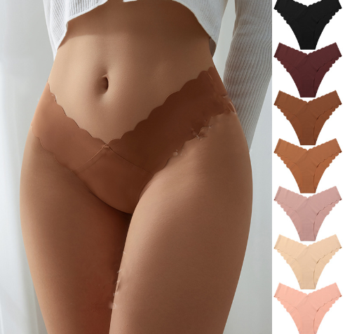 Wavy Lace V-shaped Waist Seamless Ice Silk Girl's