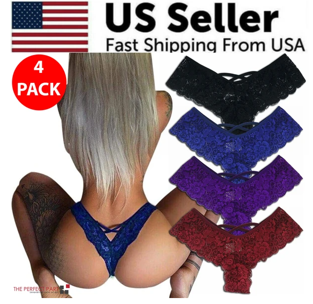 4 Pack Women Sexy Lace Underwear Lingerie Panties
