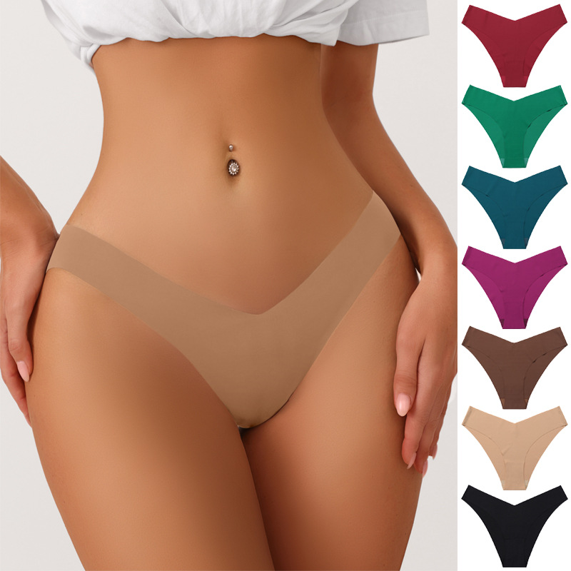 Seamless Ice Silk Underwear For Women With V-shaped