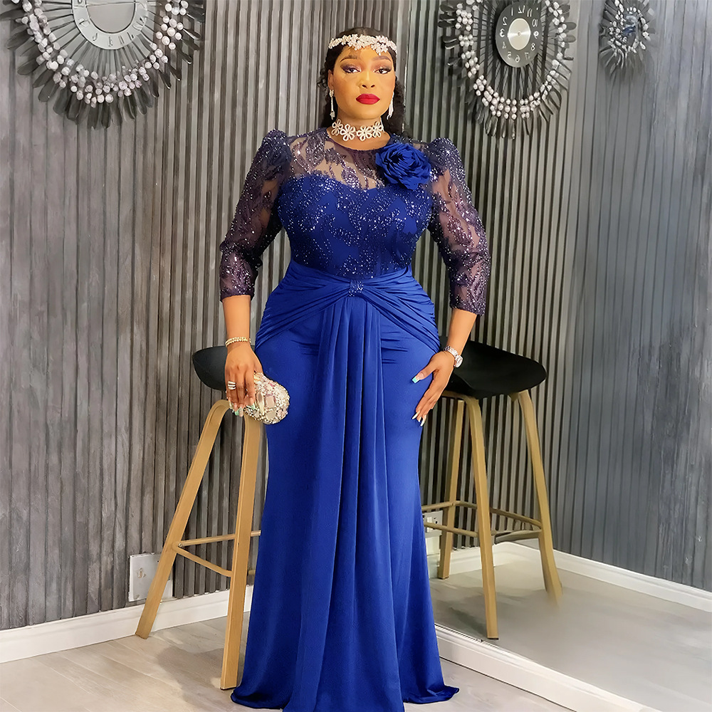 Plus-Size Lace Patchwork Maxi Dress