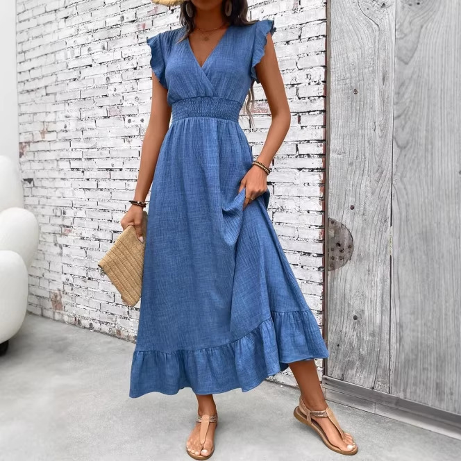 Ruched Wrap Beach Midi Dress