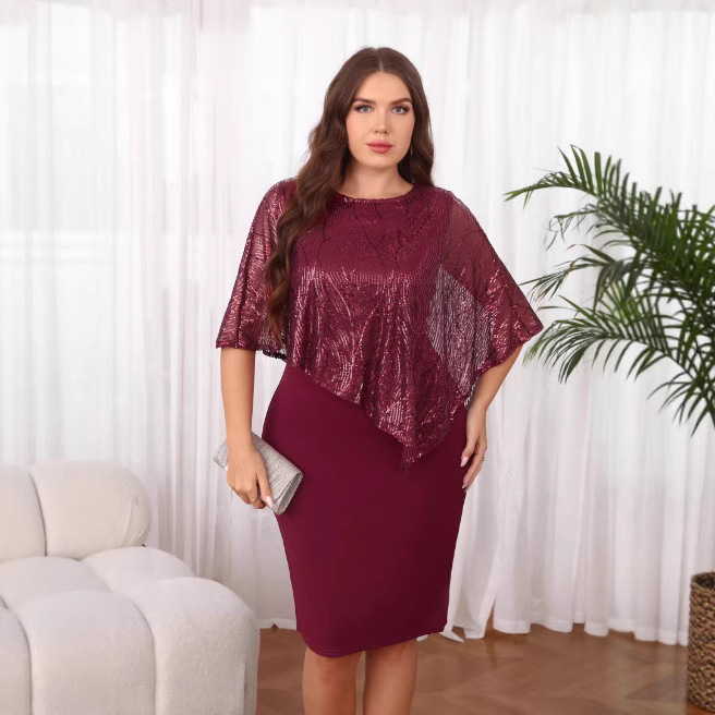 Sequined Irregular Hem Midi Dress