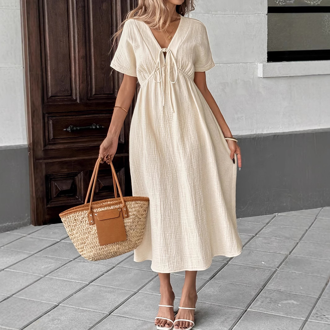 Bohemian Deep V-Neck Knit Dress