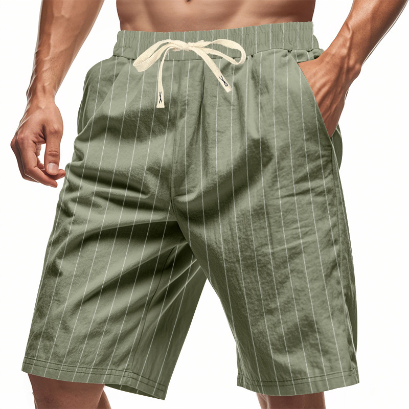 Mens Relaxed-fit Breathable American-style Linen…