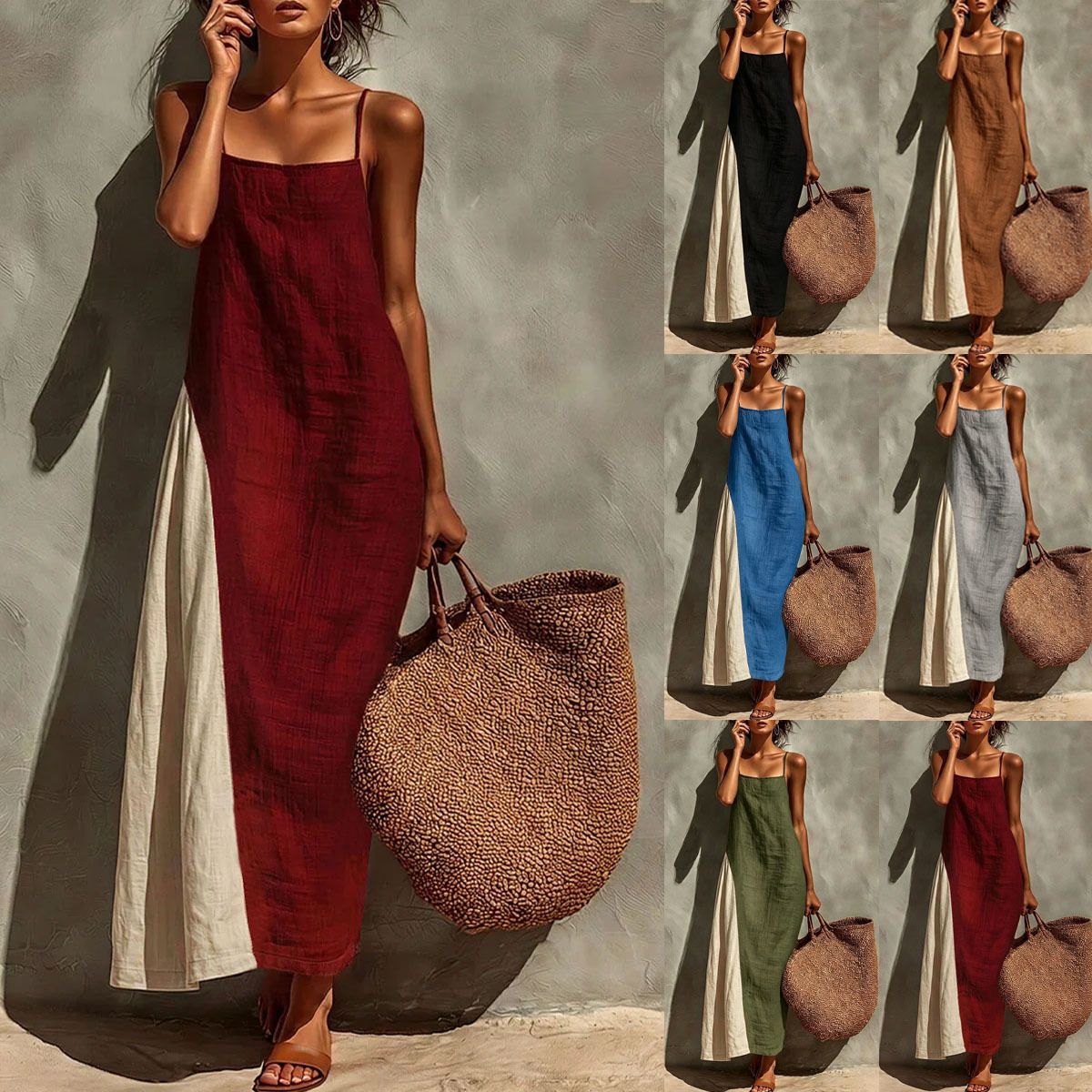 Cotton-Linen Tie Strap Dress