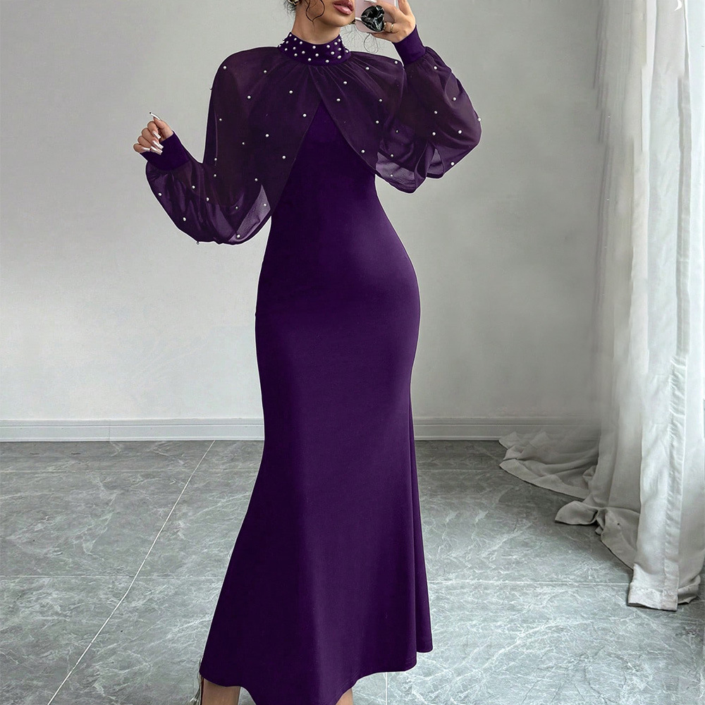 Solid Long-Sleeve A-Line Dress