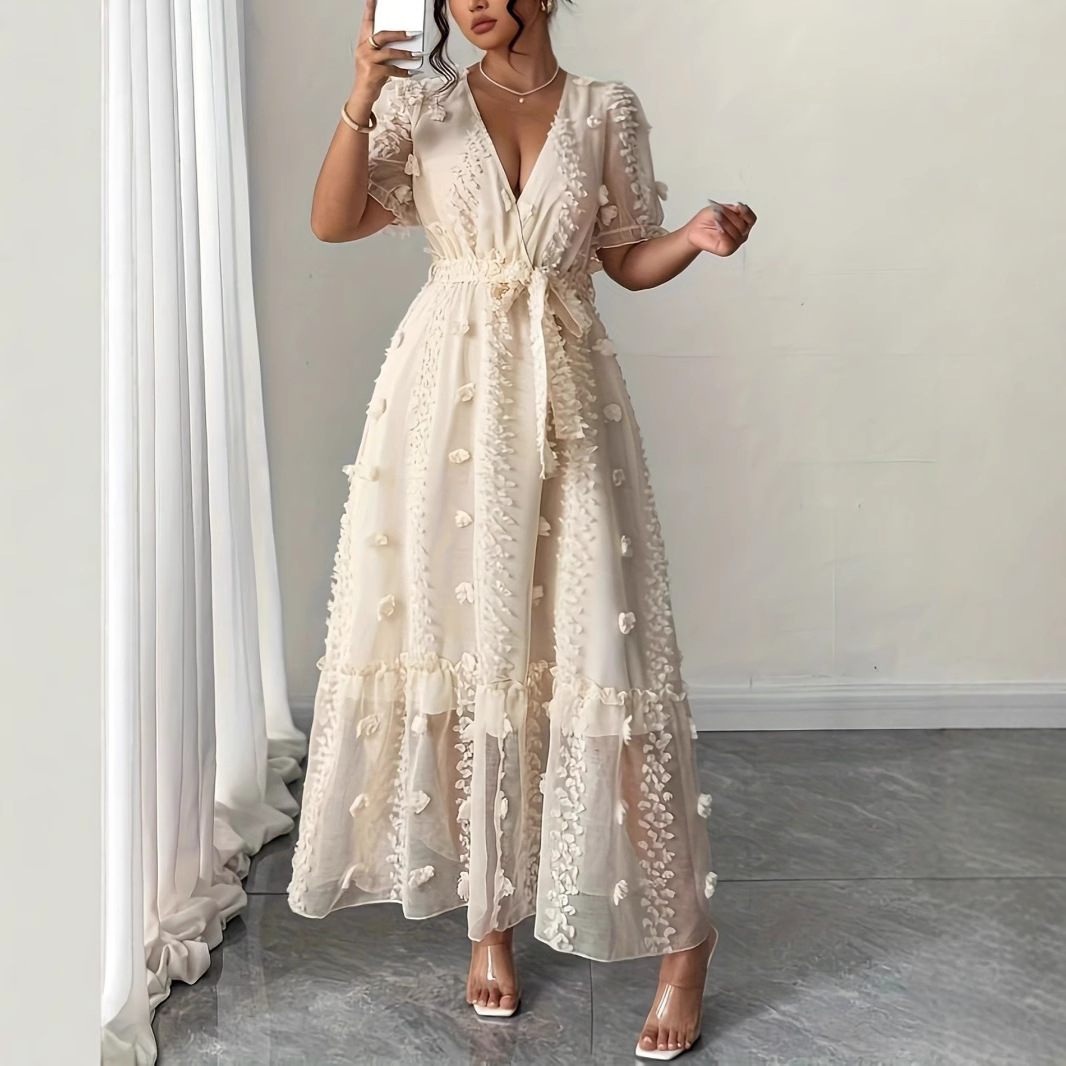 Embroidered Halter Backless Maxi Dress