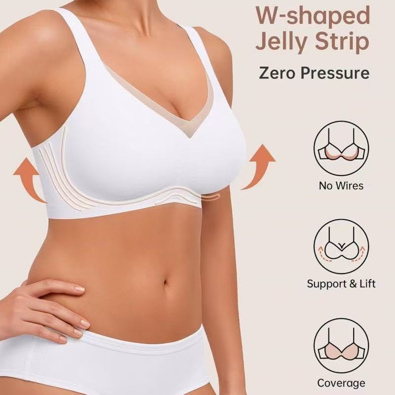 Cross-Mesh Striped Push-Up Bra