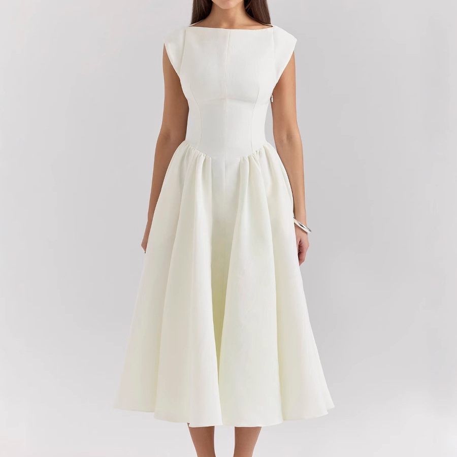 Backless Crew-Neck Midi Dress