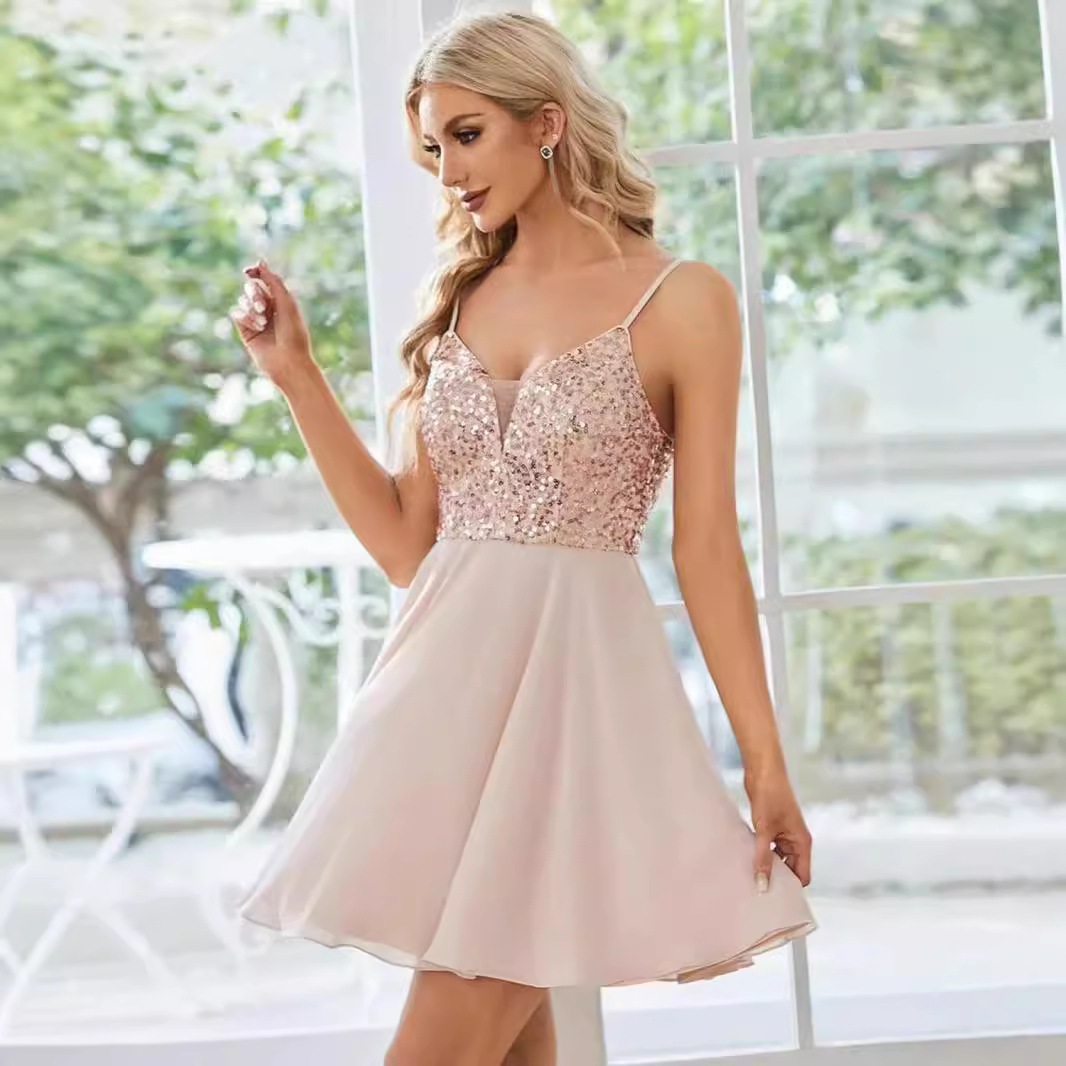 Strapless Sequin Midi Dress