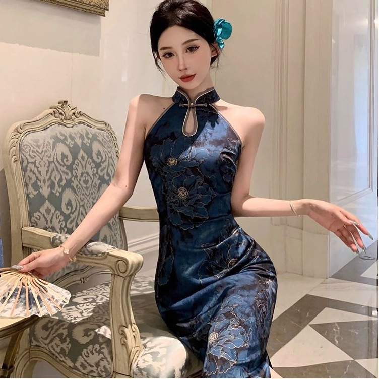 Retro Floral Cheongsam Dress