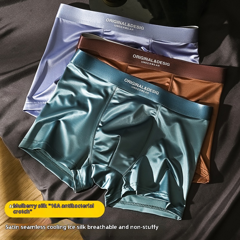 Satin Ice Silk Mid-Waist Boxers