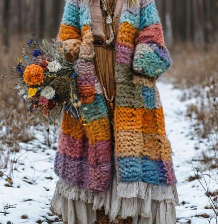 Rainbow Suede Hooded Dress Cape