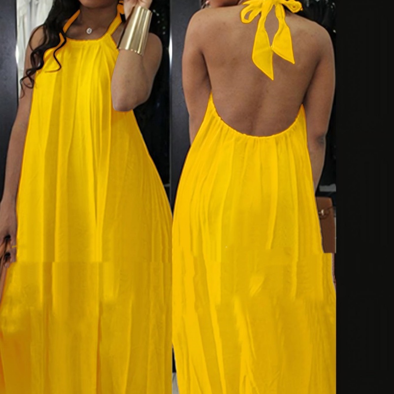 Candy-Color Halter Maxi Dress