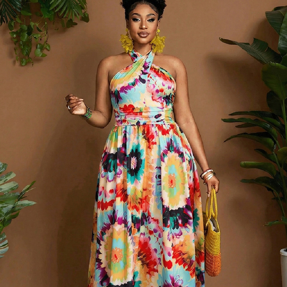 Flowy High-Waist Resort Dress