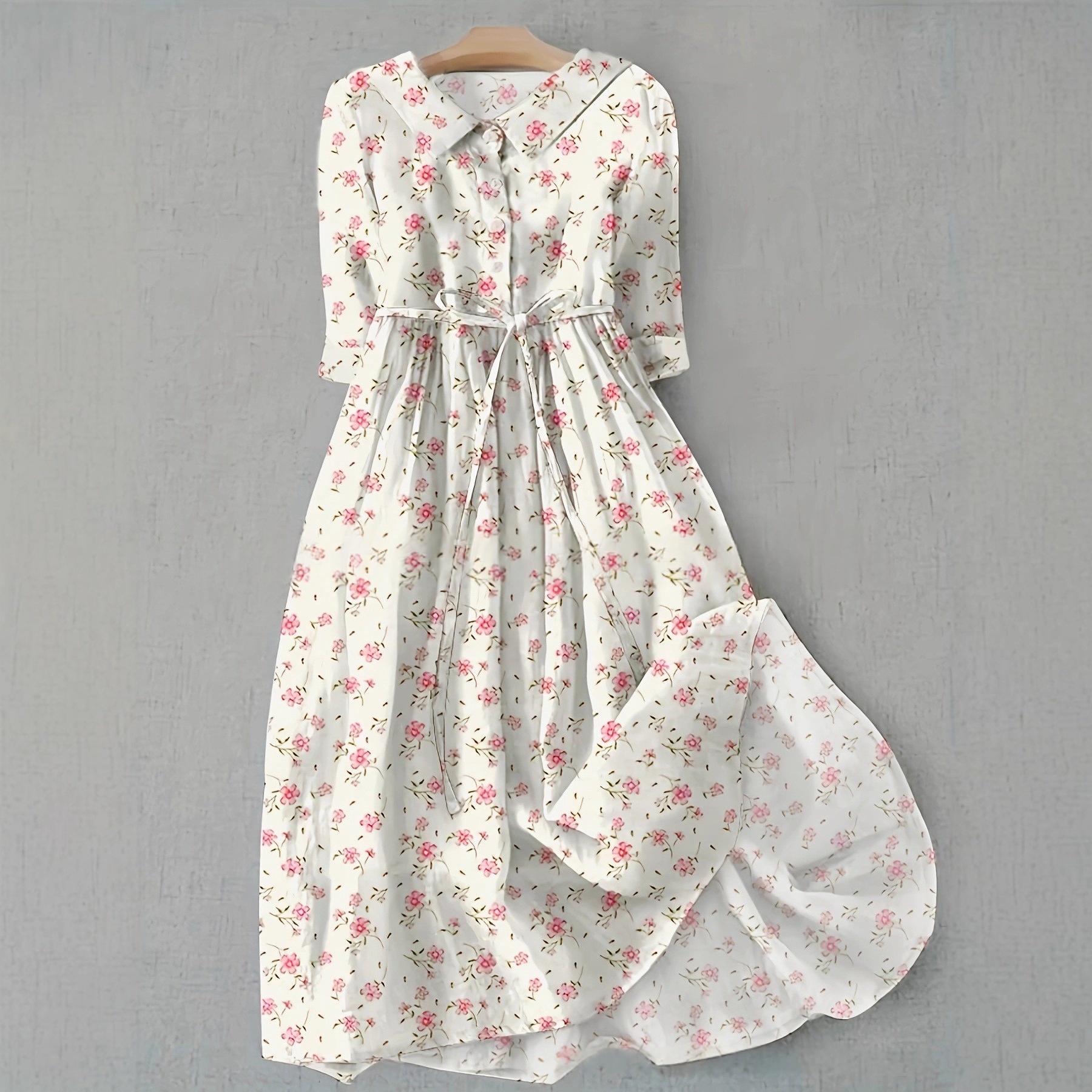 Long Printed Shirt Dress